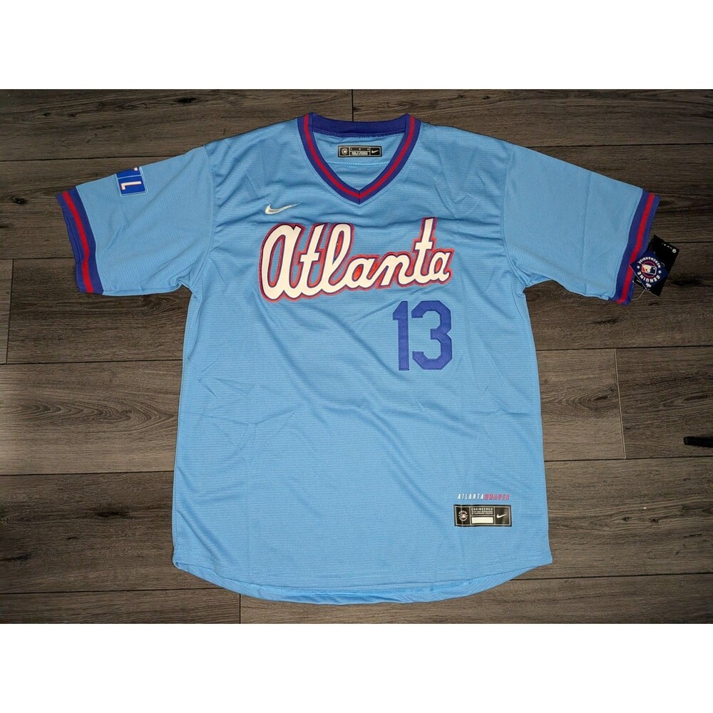 Nike Atlanta Light Blue Jersey with Red & Purple Trim #13